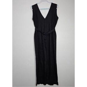 Elizabeth Suzann Jumpsuit Tall Large Women's Mara Black 100% Linen Minimalist